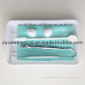 Disposable 6 in 1 Dental Instrument Set (Probe, Tweezer, Mirror, Tray, Bib, Cotton ball)